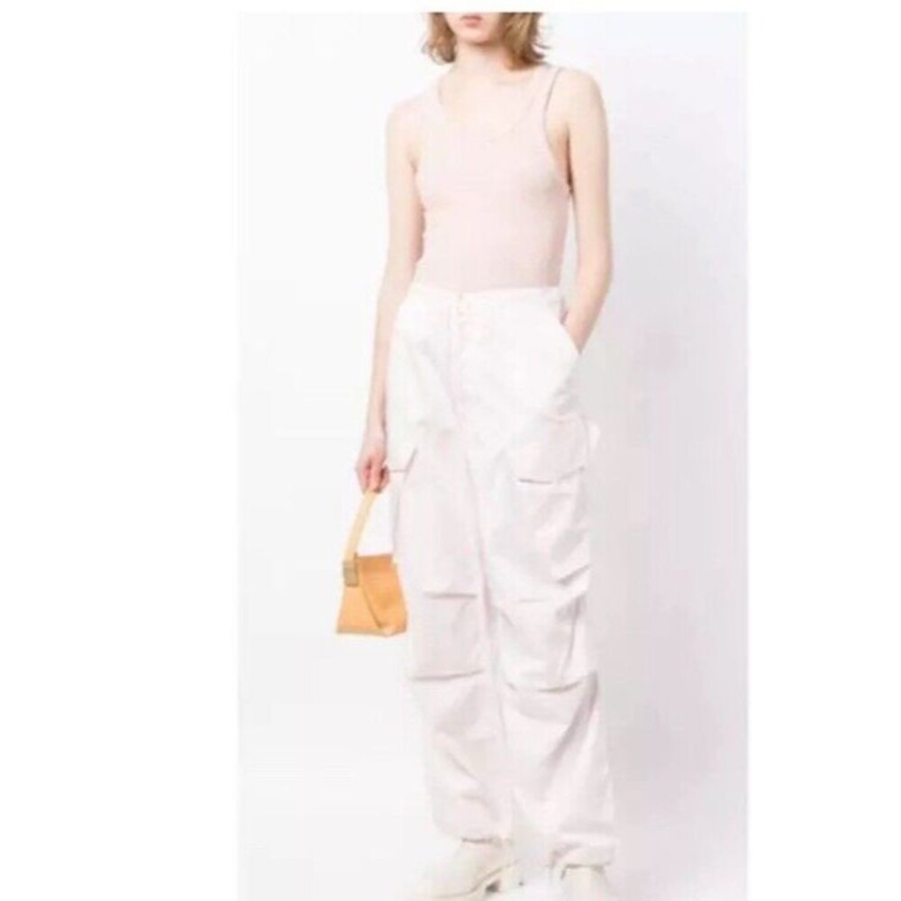 AGOLDE Ginerva Cargo Pants Size L White Ivory Pockets Wide Leg Straight Casual